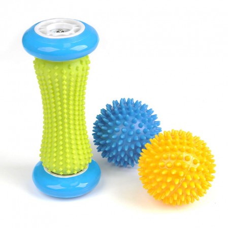 3 Pack Foot Massage Roller Massage Spiky Balls and Muscle Roller Stick