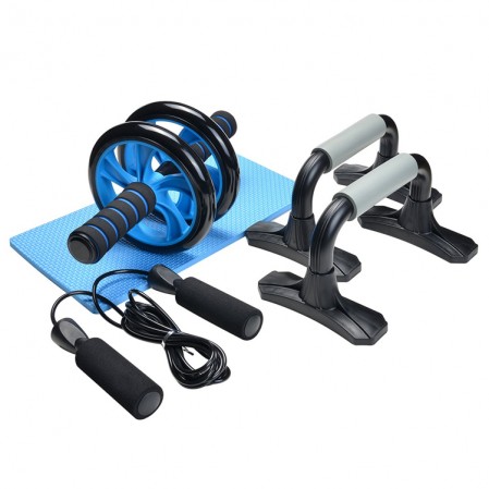 AB Wheel Roller Kit with Push Up Bar, Jump Rope and Knee Pad,Perfect Abdominal Core Carver Fitness Workout