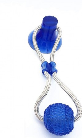 Suction Cup Dog Toy, Self-Playing Tug of War Dog Toy with Chew Rubber Ball
