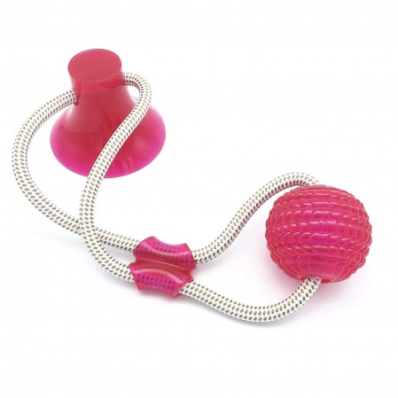 Suction Cup Dog Toy, Self-Playing Tug of War Dog Toy with Chew Rubber Ball