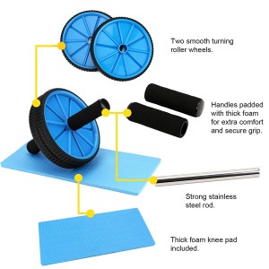 Ab Abdominal Exercise Roller  Dual Wheel with Foam Handles