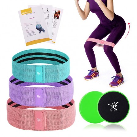 Hip Exercise Bands Set and Core Sliders Core