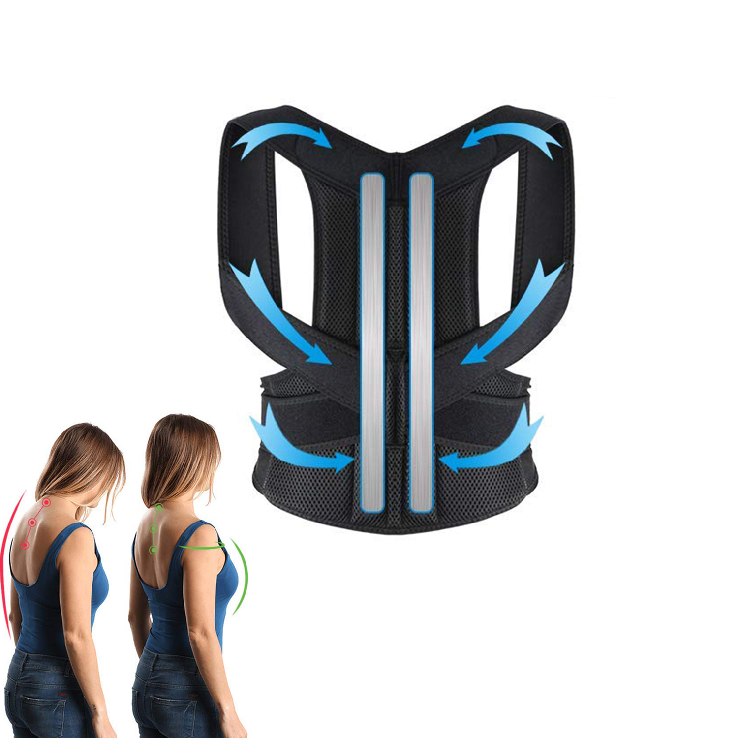 High Quality Posture Corrector Brace -
 Custom Logo Size Adjustable Lumbar Back Brace Posture Corrector for men women for Improve Posture Provide and Back Pain Relief – Rise Group