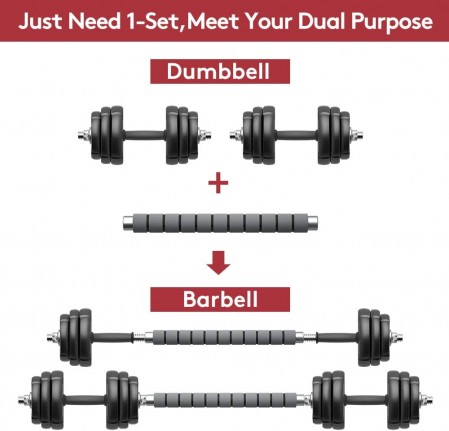 Adjustable Dumbbells barbell plates Set of 2 Free Weight Set with Steel Connector at Home
