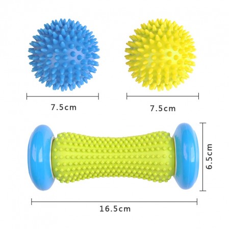 3 Pack Foot Massage Roller Massage Spiky Balls and Muscle Roller Stick