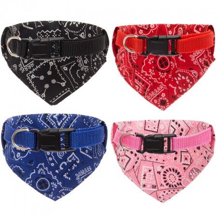 5 Pack Dog Bandana with Adjustable Buckle, Handmade Dog Collar