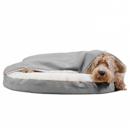 Pet Dog Bed Orthopedic Round Cuddle Nest Snuggery Burrow Blanket Pet Bed Removable Cover for Dogs & Cats