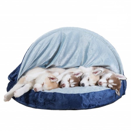 Pet Dog Bed Orthopedic Round Cuddle Nest Snuggery Burrow Blanket Pet Bed Removable Cover for Dogs & Cats