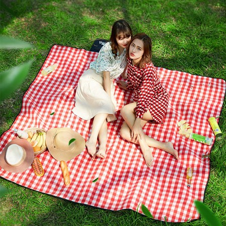 Foldable Classic Gingham Sandproof Waterproof 2M Picnic Blanket For Outdoor Beach Camping