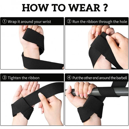 Wholesale Fitness Wrist Cotton Custom Logo Wrist Straps Weightlifting Gym Weight Lifting Straps