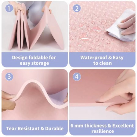 Eco Friendly TPE Folding Fitness Exercise Washable Mat for Travel