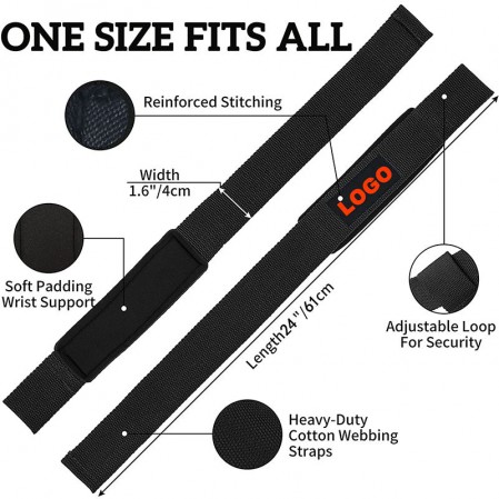 Wholesale Fitness Wrist Cotton Custom Logo Wrist Straps Weightlifting Gym Weight Lifting Straps