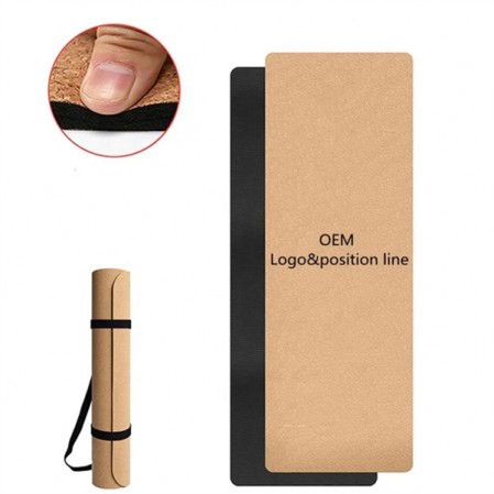 Eco Friendly Laser Logo Custom Color Print Natural Rubber Cork Yoga Mat