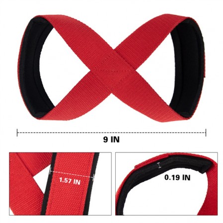 Gym Fitness Padded Figure 8 Straps Deadlift Weight Lifting Wrist Straps
