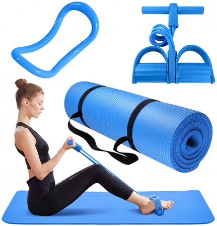 Factory Supply Rubber Yoga Mat -
 Home Use Excersize 3 Piece Yoga Set with Pedal Resistance Band Pilates Ring Thick Yoga Mat  – Rise Group
