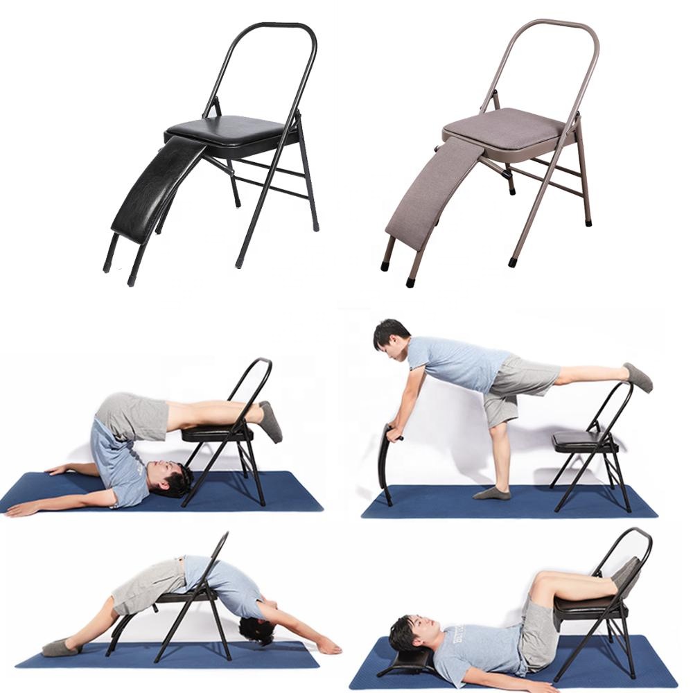 Customized Stainless Steel Foldable Yoga Chair with Back Support yoga inversion chair Back Stretching075