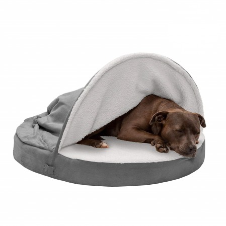 Pet Dog Bed Orthopedic Round Cuddle Nest Snuggery Burrow Blanket Pet Bed Removable Cover for Dogs & Cats