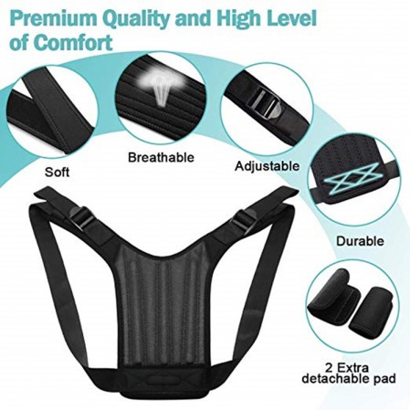 Back Support Belt with Adjustable Back Straightener  Lumbar Support Posture Corrector  for Upper Back Pain Relief