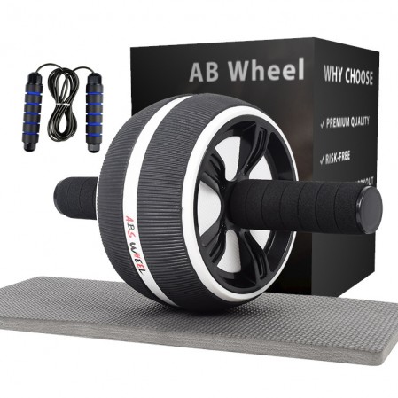 Ab Wheel Roller with Knee Mat and Jump Rope